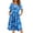Blue Multi Flowers, variant on Women's Short Sleeve Nightgown Long Sleepshirts V Neck Sleep Dress Below Knee Length Sleepwear