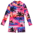 thumbnail image 3 of 4-12Y Girls Long Sleeve Rashguard One-Piece Swimsuit Beach Surfing Bathing Suit Swimwear, 3 of 8