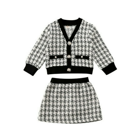 

US Toddler Kid Baby Girl Clothes Vingate Plaid Coat Tutu Dress Formal Outfit Set