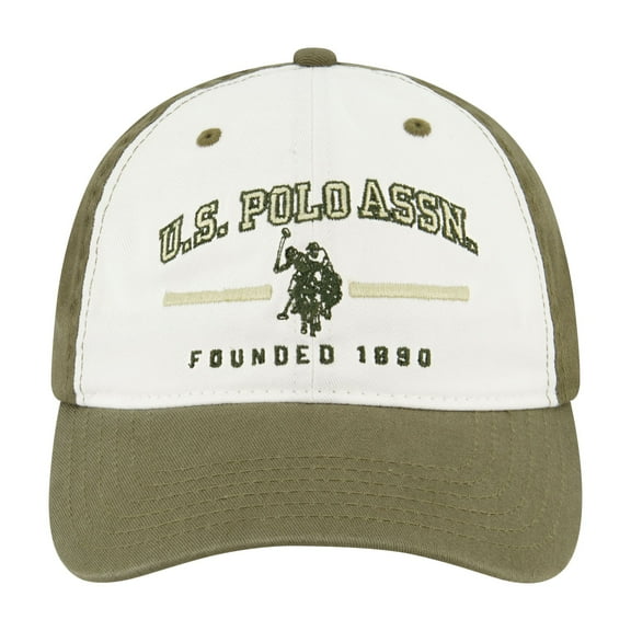 U.S. Polo Assn. Baseball Cap, 5 Panel Cotton Twill Snapback Hat with Curved Brim, Dark Olive, One Size