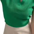 thumbnail image 3 of Camisas de punto de manga corta para mujer, cuello vuelto, Color puro, blusa adelgazante para mujer, Top para viajes de la vida diaria, 3 of 8