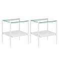 thumbnail image 2 of Gzxs 2-Tier Side Table, Set of 2 End Tables with Clear Tempered Glass Top and White MDF Storage Shelf, Slim Nightstands Sofa Table for Living Room, Bedroom, 19.1"L x 15.35"W x 21.14"H, 2 of 8