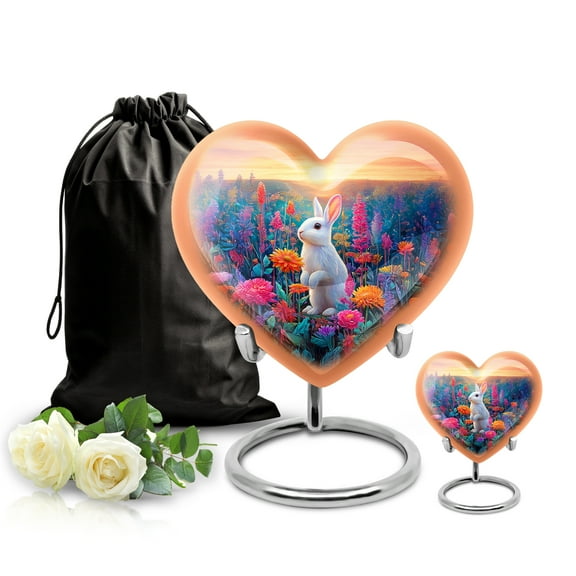 SABURIAL Rabbit Urn - Large Decorative Urn - Mini Burial Urns For Mom & Dad - Little Cremation Urns For Ashes Adult Male - Combo Of 8 Inch & 3 Inch