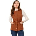 thumbnail image 1 of INSPIRE CHIC Gilet Cargo Sans Manches à Fermeture Éclair et Taille à Cordon pour Femme Brun Rouge m, 1 of 5