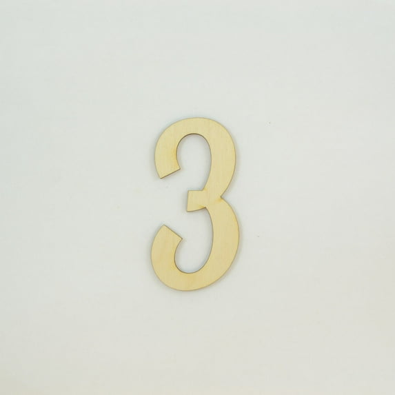 1 Pc, 8 Inch X 1/8 Inch Thick Lavanderia Font Wood Numbers 3 Great For Craft Project
