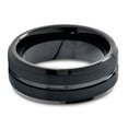 thumbnail image 2 of Charming Jewelers Tungsten Wedding Band Ring 4mm for Men Women Comfort Fit Black Beveled Edge Polished Brushed Lifetime Guarantee Size 7.5, 2 of 4