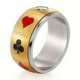 thumbnail image 6 of 1PC Men's Rotation Poker Ring Stainless Steel Gold/Silver Poker Rotor Rotor Punk Jewelry,Silver,11, 6 of 15