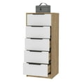 thumbnail image 4 of DeeHome Kaia 5 Drawer Dresser, Vertical Dresser -White / Pine, 4 of 5