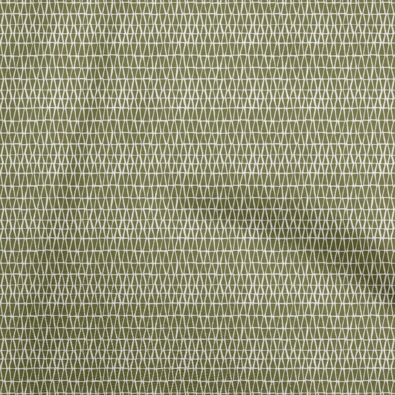 oneOone Cotton Poplin Olive Green Fabric Geometrical Sewing Craft Projects Fabric Prints By Yard 42 Inch Wide