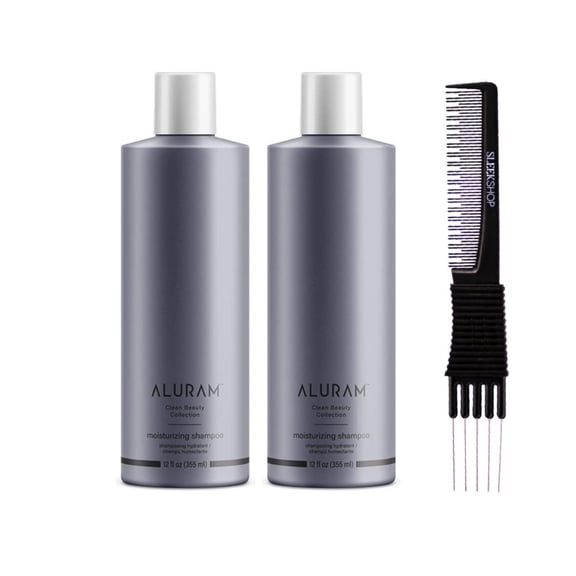 ALURAM Moisturizing Shampoo (12 oz) with SLEEKSHOP Teasing Comb Pack of 2