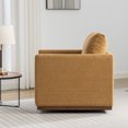 thumbnail image 4 of 360-Degree Swivel Accent Armchair with Rubber Wood Base, Modern Linen Fabric Lounge Sofa Chair for Living Room, Bedroom, Mustard Yellow, 4 of 7
