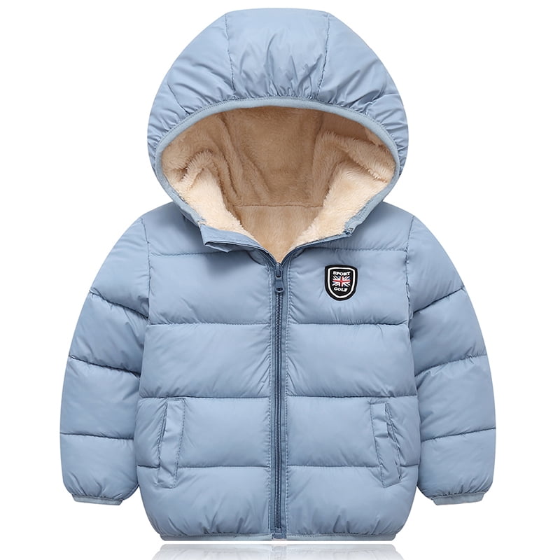 Kids Boys Girls Long Sleeve Quilted Padded Jacket Puffer Bubble Warm Hooded Coat 
