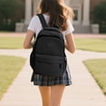 thumbnail image 2 of Fgnfyis Girls School Backpack Women Solid Color Stylish Lightweight Everyday Casual Large Capacity College Bookbag Kids Backpack Black, 2 of 5