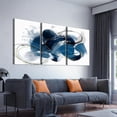 thumbnail image 2 of 3 Piece Abstract Wall Art Blue Paintings Minimalist Wall Decor Graffiti Poster Modern Artwork Picture HD Canvas Print,Framed for Living Room Bedroom Bathroom, 12"x16"x3 Panels, 2 of 7