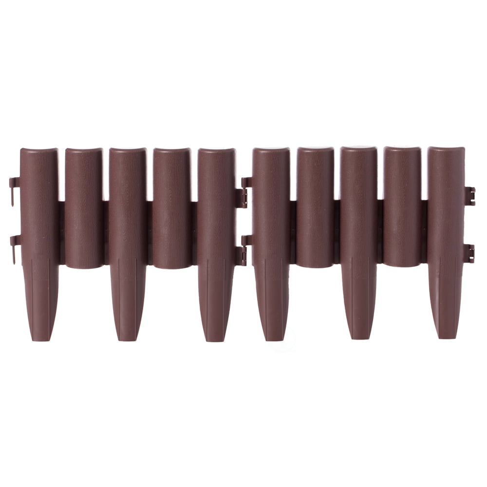 Gardenised QI004111.8 9.25 x 11 x 1 in. Decorative Interlocking Half Log Lawn Edging Garden Ornamental Fence Border, Brown - Pack of 8