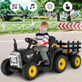 thumbnail image 4 of Pemberly Row 12V Kids Ride On Tractor with Trailer Ground Loader Black, 4 of 8