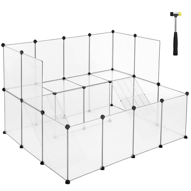 Playpen SONGMICS con forma de conejillo de indias con rampa para animales pequeños, color blanco