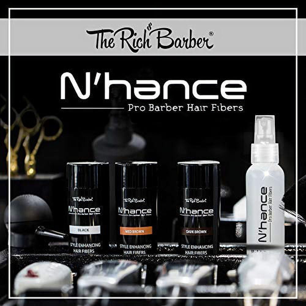 The Rich Barber N'Hance Hair Fibers, Hold Spray & Applicator Set, Natural  Concealing Hair Thickening Fibers