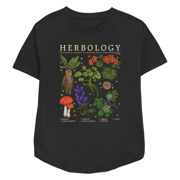 Women's Harry Potter Hogwarts Herbology  Graphic Tee Black Small