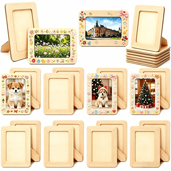 20 Pack Unfinished Wood Picture Frames - 4x6 Inch DIY Craft Photo Frames for Painting, Bulk Set for Home Decor and Gifts
