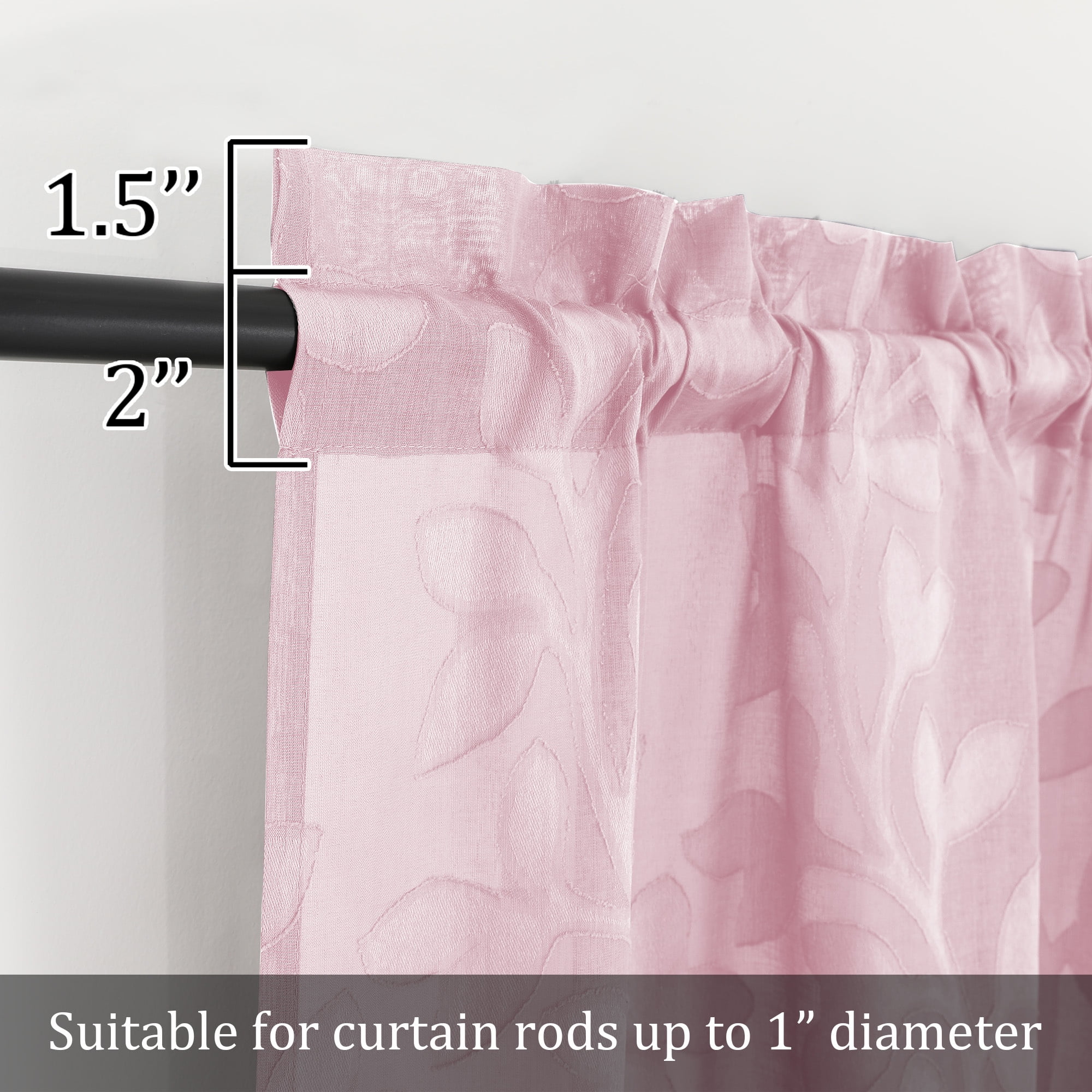 OVZME Darla Sheer Curtains 84 Inches Long 2 Panels, Light Filter Breathable Jacquard Window Curtains for Living Room, Rod Pocket Sheer Curtains for Living Room Bedroom, 42Wx84L Inch Blush Pink