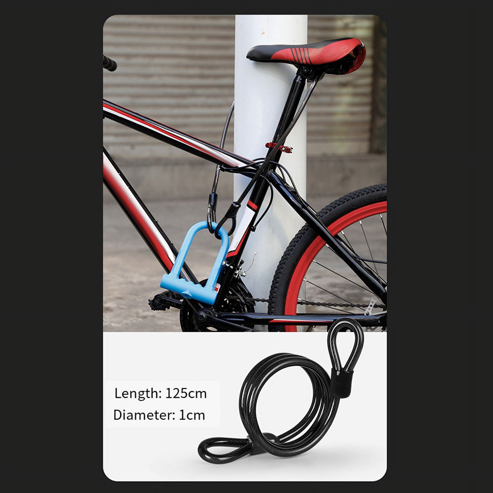 Bike Lock Anti-Theft Mountain Bike Road Bike Silicone U-Lock Helmet Bicycle Electric Scooter Black,1 x Padlock,Black