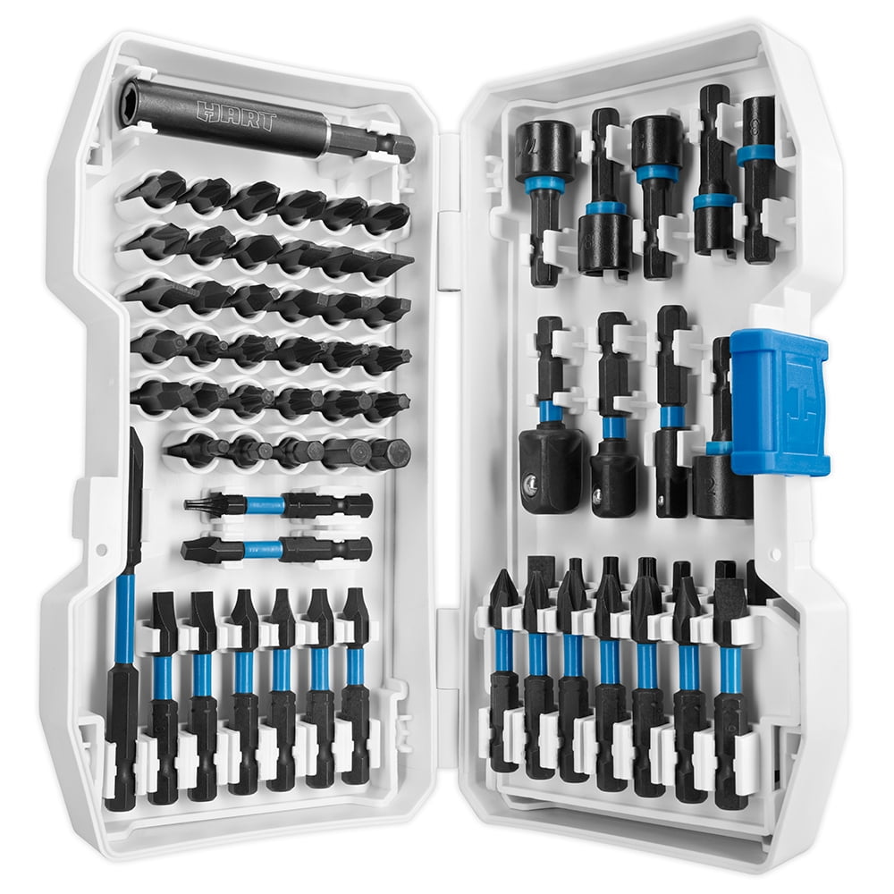 HART 68-Piece Impact Driver Bit Set with Storage Case, Torsion Zone