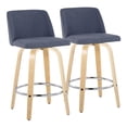thumbnail image 5 of Carson Carrington  Vallberga 26" Counter Stool with Natural Wood Base (Set of 2) Cream Faux Leather/Round Chrome Footrest Natural Finish,Chrome Finish, 5 of 5