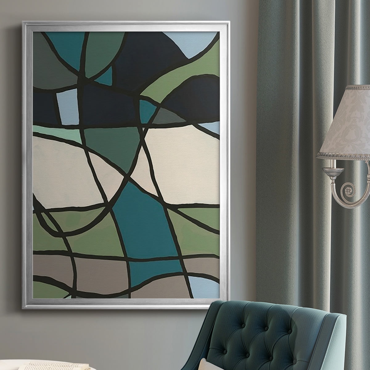 Multicolor Stained Glass I Premium Framed Print, in Gold, Black, or Silver - Ready to Hang