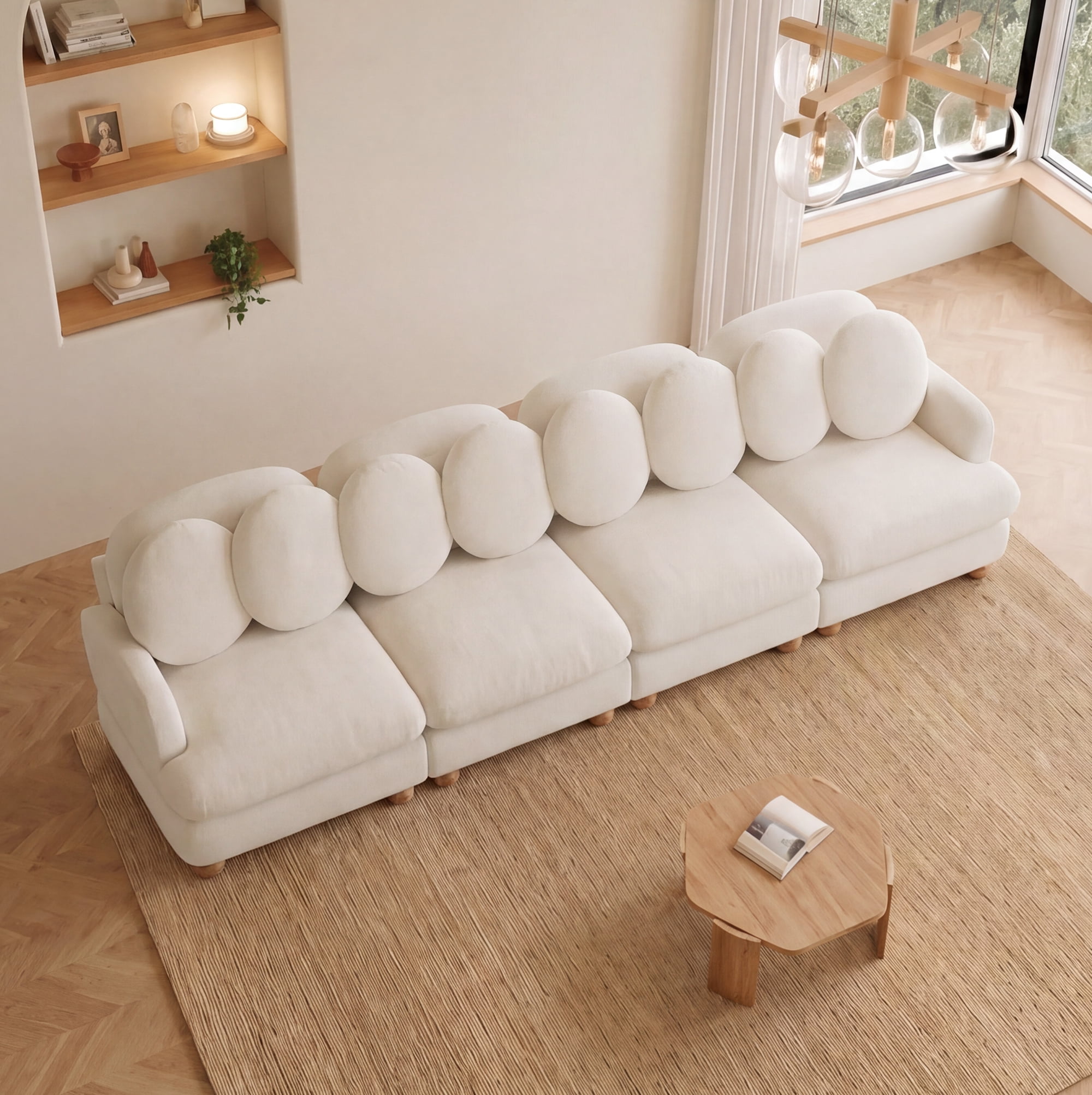 123" Large Chenille Modular Sectional Sofa 4 Seater Deep Seat Couch with 8 Throw Pillows