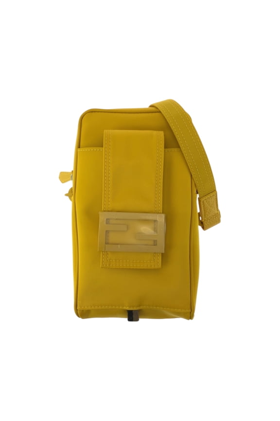 Pre-Owned FENDI (Fendi) Logo Yellow Nylon Shoulder Bag/Pouch for Men (7AS056 AG0P)
