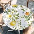 thumbnail image 3 of Round Table Cover 45-54 Inch Summer Lemon Waterproof Reusable Table Cloth Round Fitted Vinyl Tablecloth with Elastic Edged for Parties Outdoors, Watercolor Yellow Spring Floral Botanical, 3 of 9