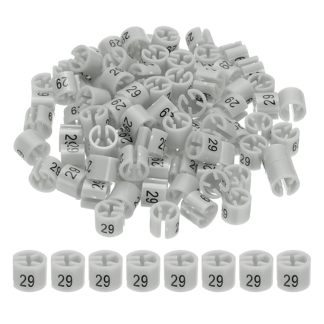 Marqueurs pour Cintres Numéro 29 Étiquettes Taille du Vêtement Clips Ronds Étiquette de Codage Couleur, Gris 100 Pcs