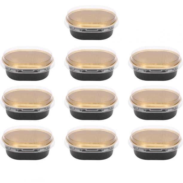 Taza para hornear pasteles, 10 piezas desechables de papel de aluminio con forma ovalada para hornear pasteles, moldes para magdalenas, tazas con tapas, accesorio de cocina2 # negro) Khall 3.1182E+12