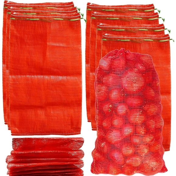 shiyou-24 Pack 20'' x 14'' Mesh Onion Bags, Reusable Drawstring Fresh Produce Storage Bags for Onions, Vegetables, Potatoes, Citrus, Crawfish Firewood
