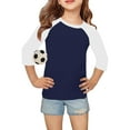 thumbnail image 6 of ZACPNCV T Shirts for Teen Girls Raglan 3/4 Length Sleeve Cute Clothes Fall Round Neck Tops Comfy Elbow Sleeve Shirts Navy 13-14 Years, 6 of 7