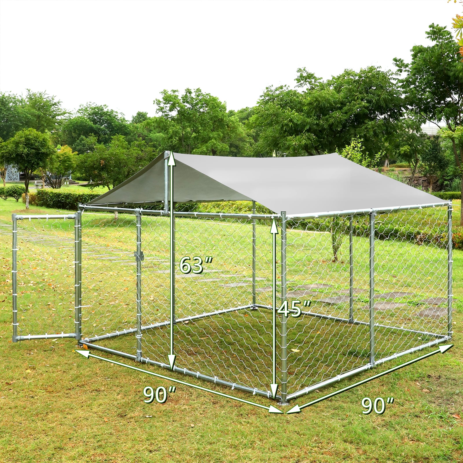 Magic Union Outdoor Dog Kennel,Large Dog Playpen Outdoor Dog Fence for Backyard Dog Run with Waterproof Cover