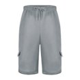 thumbnail image 7 of Nebwoak Mens Summer Cargo Shorts Stretch Casual Baggy Elastic Waist Active Sweat Shorts Gray Size 34, 7 of 7