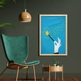 thumbnail image 2 of Magic Wall Art with Frame, Cartoon Magician Hand Holding Wand Spreading Stars, Printed Fabric Poster for Bathroom Living Room, 23" x 35", Sky Blue Mustard, by Ambesonne, 2 of 2