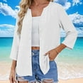 thumbnail image 2 of Oksale V Neck Cardigan for Women Dressy Cozy Cotton Linen Summer Cardigans Breathable Loose 3/4 Length Sleeve Shirts for Holiday 2026 White S, 2 of 10