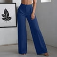 thumbnail image 6 of ctdiral Womens Elastic Waist Dress Pants High Waist Wide Leg Pants with Pockets Solid Color Straight Trousers Business Work Slacks Navy XL, 6 of 9