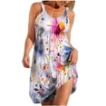 thumbnail image 2 of Ovzne Robes d'Été pour Femmes 2025 Robe pour Femme Robe de Printemps et d'Été pour Femmes Vacances Boutonnée Col en V à Bretelles Robe Haut Robe de Vacances Imprimée Liquidation, 2 of 7