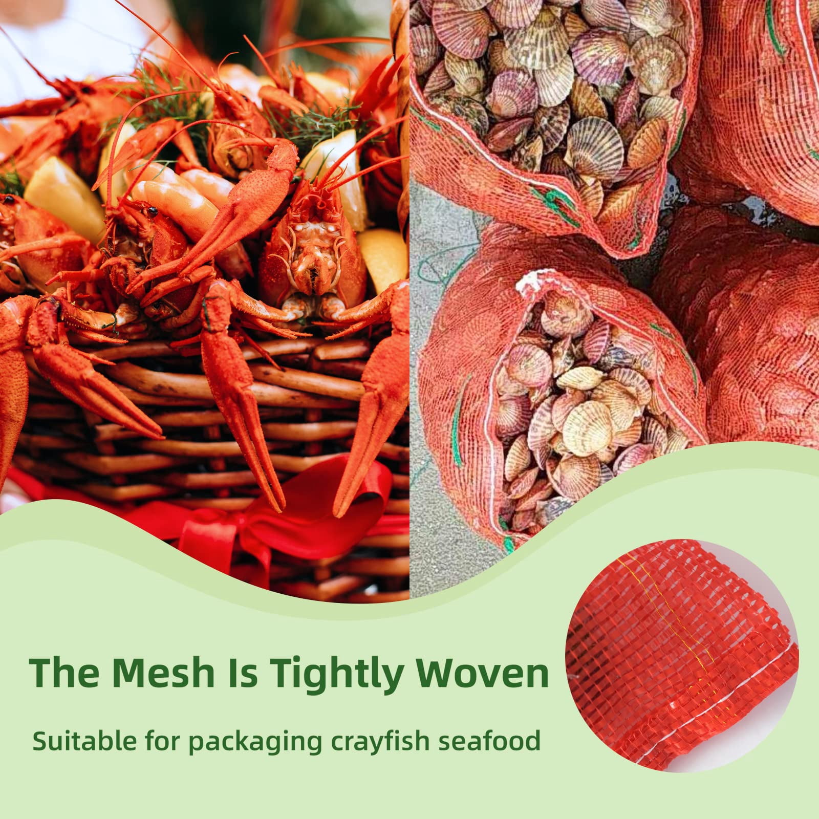MODANU 50 Pcs 10 lb Mesh Onion Bags, 10"×18" Mesh Produce Bags Hanging Reusable Breathable Vegetable Storage Net Bags with Drawstring for Onions Potatoes Citrus Crawfish, Red