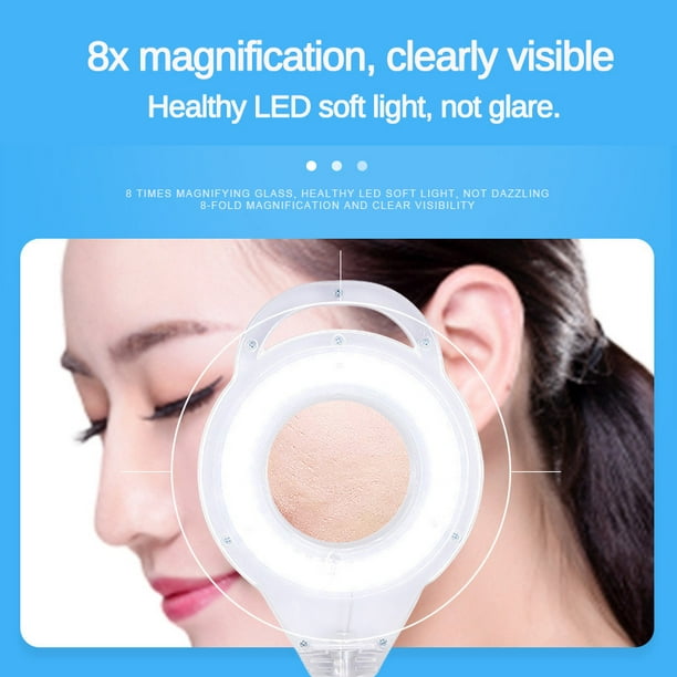 8x Magnifying LED Cold Light Lamp Floor Stand Salon Makeup Beauty Nail  Magnifier