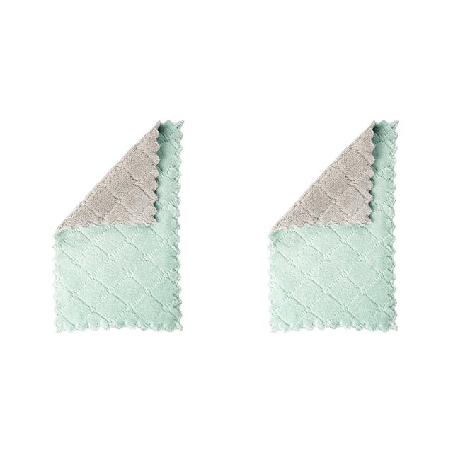fastboy Dishcloth Microfiber Cloth Rags Dishes Plate Pots Bowl Tableware Non-stick Washing Towel Accessory for Kitchen Green Coffee 2Set