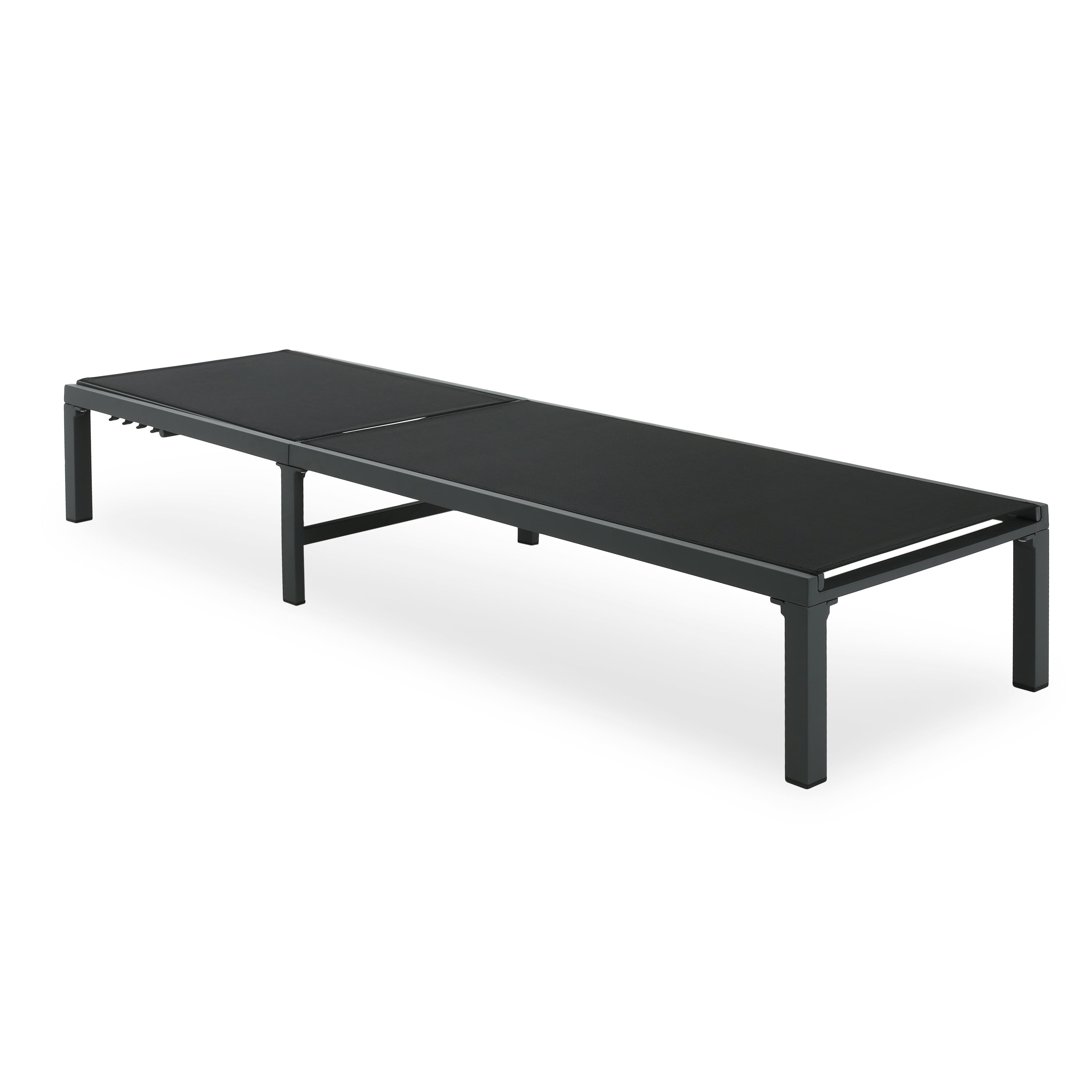 Outdoor Chaise Lounge Set of 2, Adjustable Chaise Lounge, Patio Chaise Lounge with 4-Position Reclining Backrest, Aluminum Frame and Breathable Fabric, Lightweight, Black