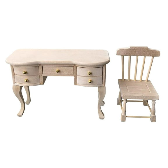 1:12 Mini Doll House Simulation Desk Study Decoration Plain Desk Chair-gift0711