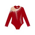 thumbnail image 5 of Xnihocha Kids Girls Shiny Rhinestone Dance Bodysuit Gymnastic Leotard Tank Ballet Unitard Activewear Burgundy 10, 5 of 7
