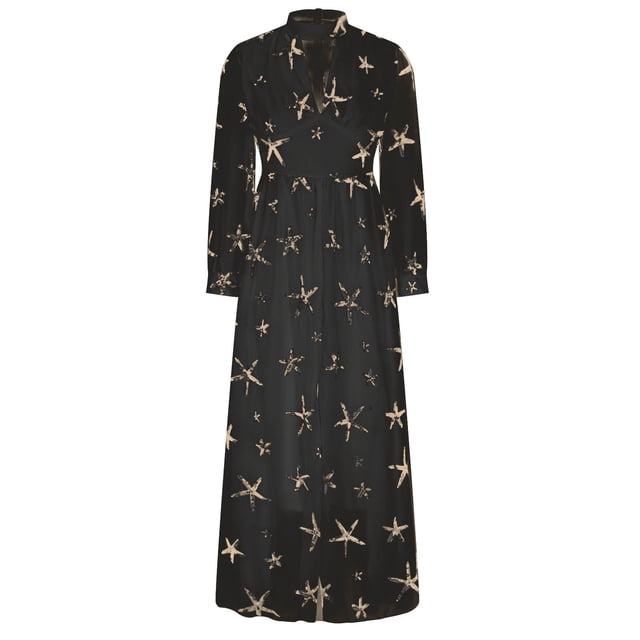 FcBaudy Robe de Cour, Robes pour Femmes, Robes d'Été pour Femmes Mode pour Femmes Manches Longues Imprimé Col Rond Robe Longue Princesse pour Dames Robe de Cour
