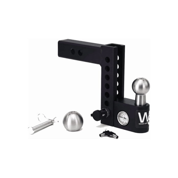 Weigh Safe Trailer Hitch Ball Mount AWS4-2 Fits 2 Inch Receiver; 12500 Gross Trailer Weight; Adjustable; Stowable Design; 4 Inch Drop; Stainless Steel Balls; Powder Coated Black Steel Drawbar